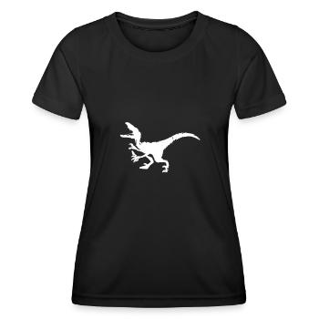 Trinken von Dinosaurier Velociraptor Lustig gebrautes Bier - Frauen Funktions-T-Shirt - Schwarz - Vorne - AI Model Female 172 light (172cm)