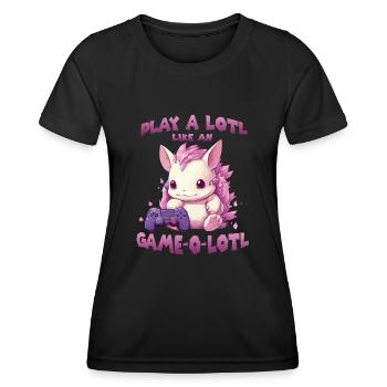Kawaii Axolotl Gamer T | Anime Gamer Outfit | - Women's Functional T-Shirt - black - Front - AI Model Female 172 light (172cm)