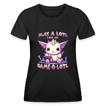 Axolotl T mignon pour les joueurs | Kawaii Stuff - T-shirt sport Femme - noir - Devant - AI Model Female 172 light (172cm)