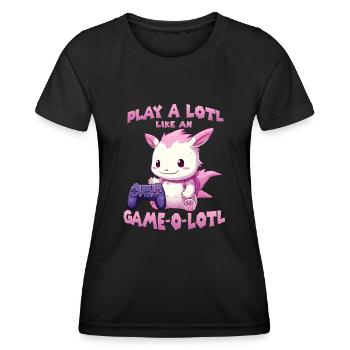 Niedliches Gamer T | Axolotl Gamer Outfit | Otaku - Frauen Funktions-T-Shirt - Schwarz - Vorne - AI Model Female 172 light (172cm)