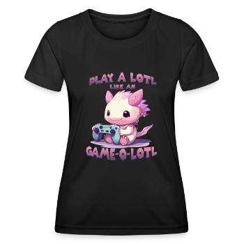 Axolotl Gamer T Kawaii Stuff Anime Axolotl Otaku - T-shirt sport Femme - noir - Devant - AI Model Female 172 light (172cm)