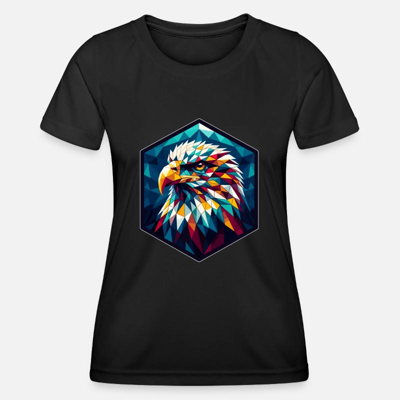 White-tailed eagle in polygon representation - Women's Functional T-Shirt - black