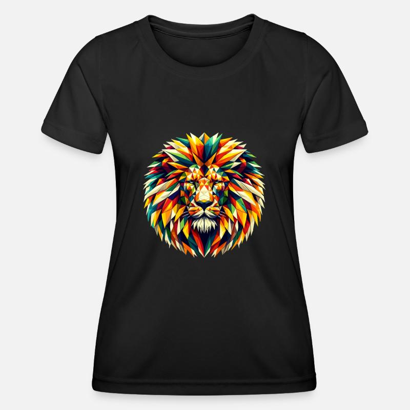 Lion in polygon illustration - Women's Functional T-Shirt - black