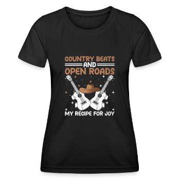 County Music Vintage Music Lover Western Country C - Frauen Funktions-T-Shirt - Schwarz - Vorne - AI Model Female 172 light (172cm)