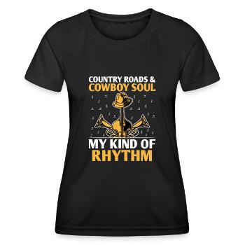 County Music Vintage Music Lover Western Country C - Frauen Funktions-T-Shirt - Schwarz - Vorne - AI Model Female 172 light (172cm)