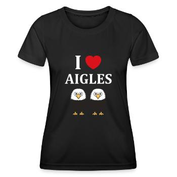 Citation humour Oiseau aigle - T-shirt sport Femme - noir - Devant - AI Model Female 172 light (172cm)