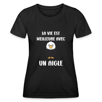 Citation humour Oiseau aigle - T-shirt sport Femme - noir - Devant - AI Model Female 172 light (172cm)