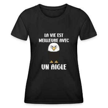 Citation humour Oiseau aigle - T-shirt sport Femme - noir - Devant - AI Model Female 172 light (172cm)