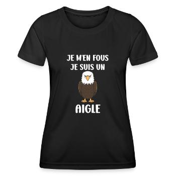 Citation humour Oiseau aigle - T-shirt sport Femme - noir - Devant - AI Model Female 172 light (172cm)