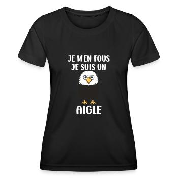 Citation humour Oiseau aigle - T-shirt sport Femme - noir - Devant - AI Model Female 172 light (172cm)
