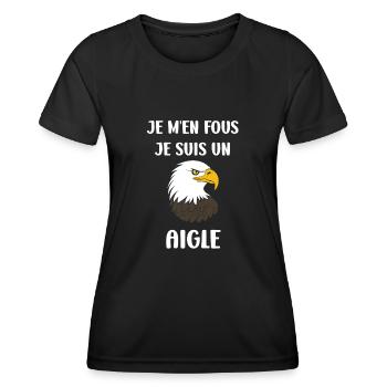 Citation humour Oiseau aigle - T-shirt sport Femme - noir - Devant - AI Model Female 172 light (172cm)