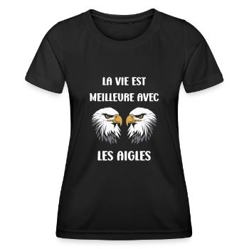 Citation humour Oiseau aigle - T-shirt sport Femme - noir - Devant - AI Model Female 172 light (172cm)