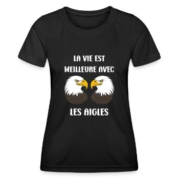 Citation humour Oiseau aigle - T-shirt sport Femme - noir - Devant - AI Model Female 172 light (172cm)