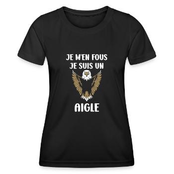 Citation humour Oiseau aigle - T-shirt sport Femme - noir - Devant - AI Model Female 172 light (172cm)