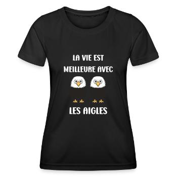 Citation humour Oiseau aigle - T-shirt sport Femme - noir - Devant - AI Model Female 172 light (172cm)