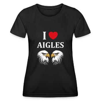 Citation humour Oiseau aigle - T-shirt sport Femme - noir - Devant - AI Model Female 172 light (172cm)