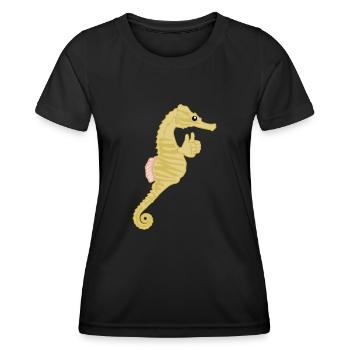 Hippocampe Pouces Hippocampes - T-shirt sport Femme - noir - Devant - AI Model Female 172 light (172cm)