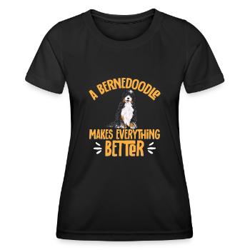 Bernedoodle Dog - Women's Functional T-Shirt - black - Front - AI Model Female 172 light (172cm)