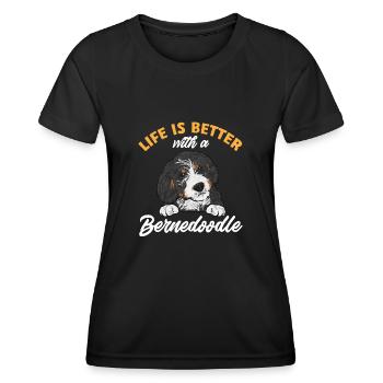 Bernedoodle Dog - Women's Functional T-Shirt - black - Front - AI Model Female 172 light (172cm)