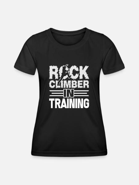 Rock Climbing Rock Climber In Training - Women's Functional T-Shirt - black