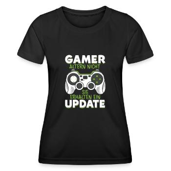 GAMER altern nicht sie erhalten ein UPDATE - Frauen Funktions-T-Shirt - Schwarz - Vorne - AI Model Female 172 light (172cm)