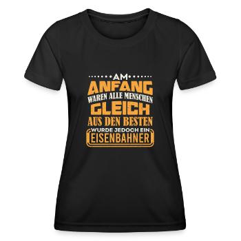 Railroader Model Railway Steam Locomotive Occupation - Women's Functional T-Shirt - black - Front - AI Model Female 172 light (172cm)
