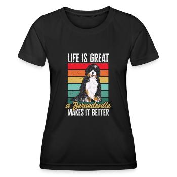 Bernedoodle Dog - Women's Functional T-Shirt - black - Front - AI Model Female 172 light (172cm)