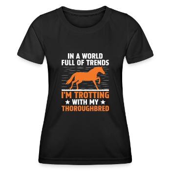 Thoroughbred Horse Racing Riding Equestian Horses - Women's Functional T-Shirt - black - Front - AI Model Female 172 light (172cm)