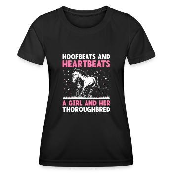 Thoroughbred Horse Racing Riding Equestian Horses - Women's Functional T-Shirt - black - Front - AI Model Female 172 light (172cm)