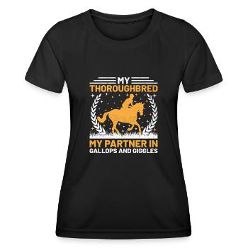 Courses de chevaux pur-sang Équitation Chevaux équestres - T-shirt sport Femme - noir - Devant - AI Model Female 172 light (172cm)