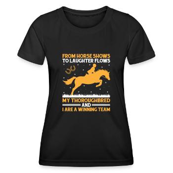 Courses de chevaux pur-sang Équitation Chevaux équestres - T-shirt sport Femme - noir - Devant - AI Model Female 172 light (172cm)