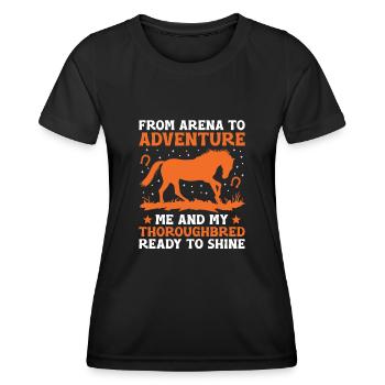 Thoroughbred Horse Racing Riding Equestian Horses - Women's Functional T-Shirt - black - Front - AI Model Female 172 light (172cm)