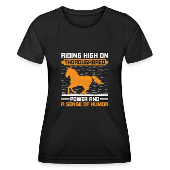 Thoroughbred Horse Racing Riding Equestian Horses - Women's Functional T-Shirt - black - Front - AI Model Female 172 light (172cm)