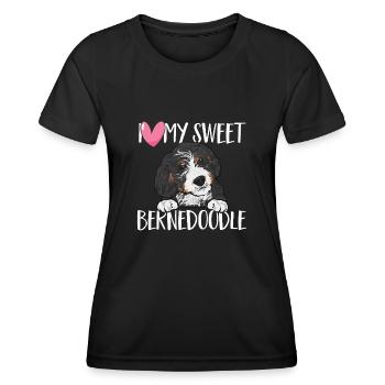 Chien Bernedoodle - T-shirt sport Femme - noir - Devant - AI Model Female 172 light (172cm)
