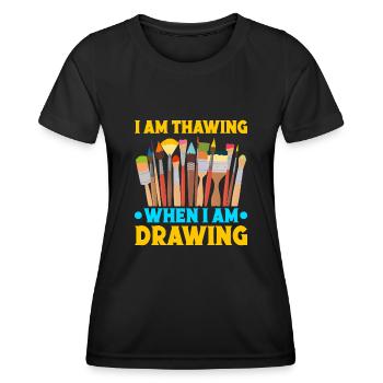 Artiste cool Je suis en train de décongeler quand je suis dessinateur peintre - T-shirt sport Femme - noir - Devant - AI Model Female 172 light (172cm)