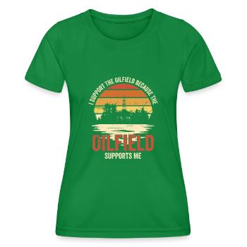 Je soutiens le travailleur de la plate-forme pétrolière des champs pétrolifères - T-shirt sport Femme - vert - Devant - AI Model Female 172 dark (172cm)