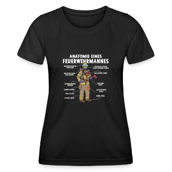 Anatomie eines Feuerwehrmannes - Frauen Funktions-T-Shirt - Schwarz - Vorne - AI Model Female 172 light (172cm)