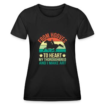 Courses de chevaux pur-sang Équitation Chevaux équestres - T-shirt sport Femme - noir - Devant - AI Model Female 172 light (172cm)