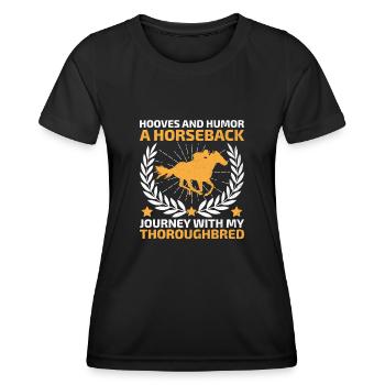 Courses de chevaux pur-sang Équitation Chevaux équestres - T-shirt sport Femme - noir - Devant - AI Model Female 172 light (172cm)