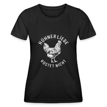 Chicken Love Rusts Not Rural Motif - Women's Functional T-Shirt - black - Front - AI Model Female 172 light (172cm)
