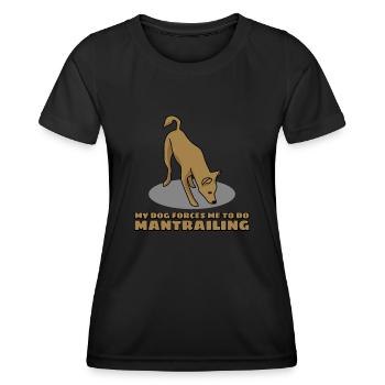 Mantrailer Chiens Mantrailing - T-shirt sport Femme - noir - Devant - AI Model Female 172 light (172cm)