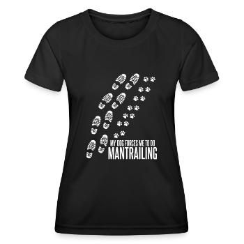 Mantrailing Mantrailer Chiens - T-shirt sport Femme - noir - Devant - AI Model Female 172 light (172cm)