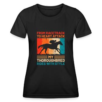 Courses de chevaux pur-sang Équitation Chevaux équestres - T-shirt sport Femme - noir - Devant - AI Model Female 172 light (172cm)