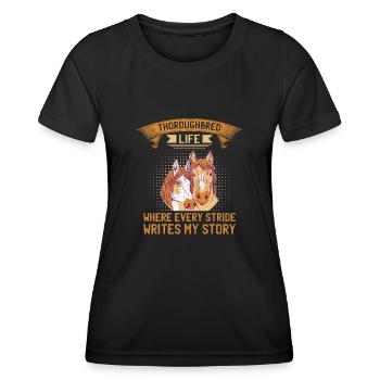 Courses de chevaux pur-sang Équitation Chevaux équestres - T-shirt sport Femme - noir - Devant - AI Model Female 172 light (172cm)
