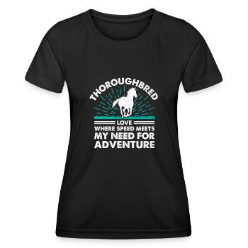 Courses de chevaux pur-sang Équitation Chevaux équestres - T-shirt sport Femme - noir - Devant - AI Model Female 172 light (172cm)