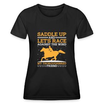 Courses de chevaux pur-sang Équitation Chevaux équestres - T-shirt sport Femme - noir - Devant - AI Model Female 172 light (172cm)