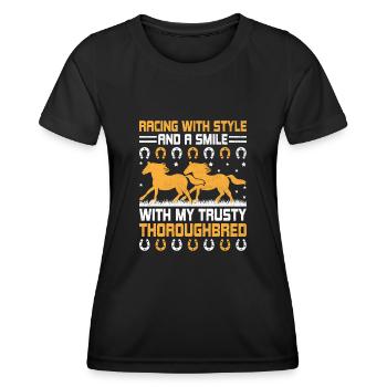 Courses de chevaux pur-sang Équitation Chevaux équestres - T-shirt sport Femme - noir - Devant - AI Model Female 172 light (172cm)