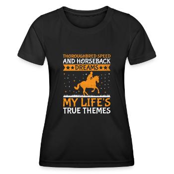Courses de chevaux pur-sang Équitation Chevaux équestres - T-shirt sport Femme - noir - Devant - AI Model Female 172 light (172cm)
