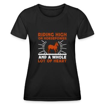 Thoroughbred Horse Racing Riding Equestian Horses - Women's Functional T-Shirt - black - Front - AI Model Female 172 light (172cm)