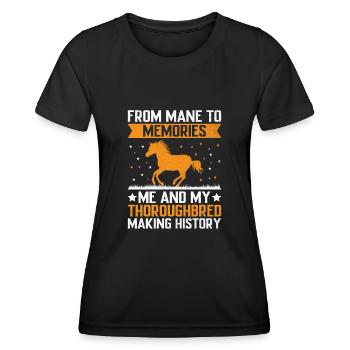 Courses de chevaux pur-sang Équitation Chevaux équestres - T-shirt sport Femme - noir - Devant - AI Model Female 172 light (172cm)